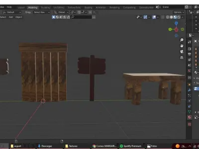 Table door and signs Low-poly 3D model