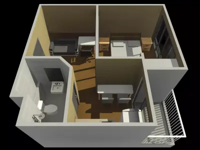 Apartment room by REVIT 25R15 3D model