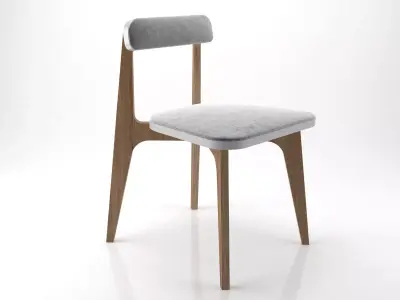C4 dining chair with fabric and wooden legs Free 3D model