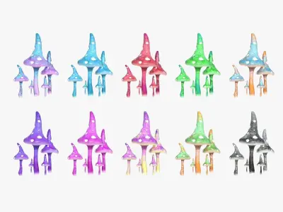 100 Fantasy Mushrooms Super Collection - Scene Backdrop Design 3D Model Pack