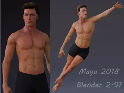 Male Base  Rig Low-poly 3D model