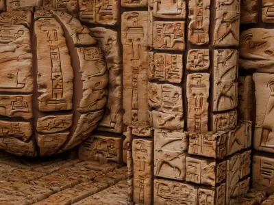 Ancient Egypt Hieroglyphs  - VOL 3 - 3 Seamless PBR Texture