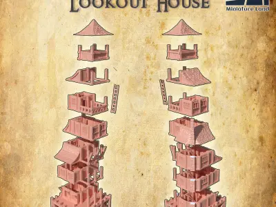 Seaside Lookout House Tabletop Terrain 28 MM 3D print model