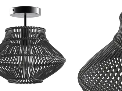 Neher Black Rattan Semi Flush Mount 3D model