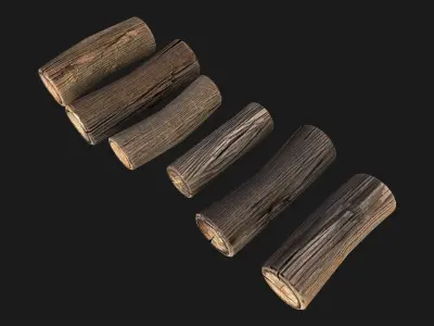 Firewood pair of wooden logs Low-poly 3D model