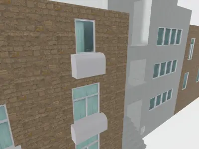 Triple house 3D model Free low-poly 3D model