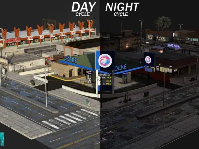 City Street Low-poly 3D model