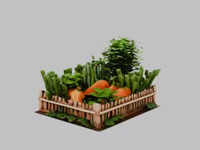 carrot garden Low-poly 3D model