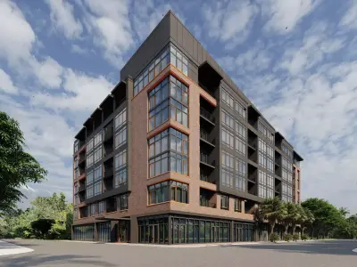 Multifamily building Low-poly 3D model