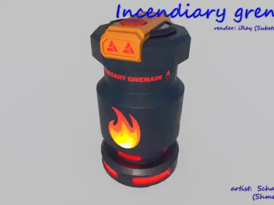 Incendiary Grenade Sci-Fi Low-poly 3D model