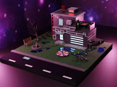 Original house low-poly game ready Low-poly 3D model