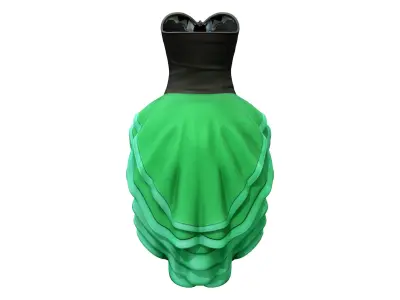 Bustier Ruffled Flamenco Spanish Skirt Dress Low-poly 3D model
