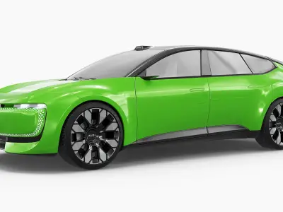  Audi E Panoramic Roof EV Green Rigged for Cinema 4D 