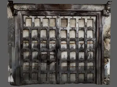 Exterior antique Indian wooden door 3D model