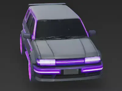 Cyberpunk Neon Street SUV 3D Model Low-poly 3D model