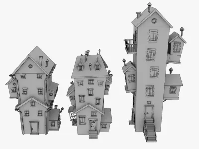 LowPoly Cartoon Houses Pack Low-poly 3D model