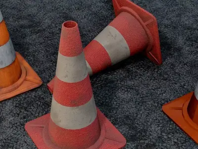 Traffic Cone 3D Model Set Low-poly 3D model