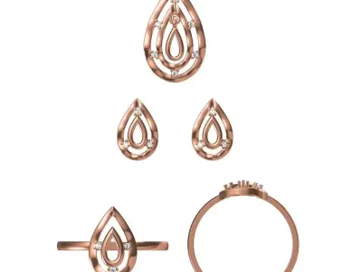 Light wt Ring Earrings Pendant set stl jcd 1-render details 3D print model 41