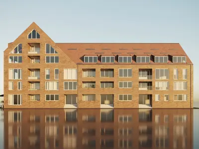 Modern residential building 01 3D model