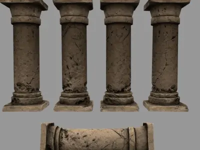 pillar set 1 columns Low-poly 3D model