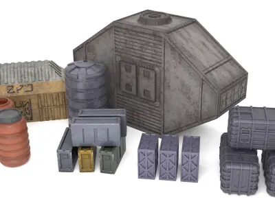 Jabbas Throne Room - Set 10a - Main Hangar Attributes 1-6 scale 3D Model Pack