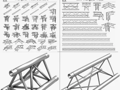 Triangular Trusses Collection - 55 PCS Modular  3D model