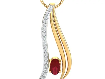 Oval Diamond Pendant 3dm STL FBX OBJ Render Details 3D print model purchase