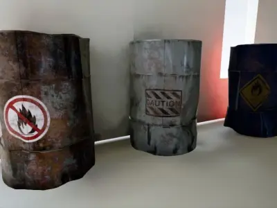 Industrial Metal Damaged Barrel Kit Low-poly 3D model