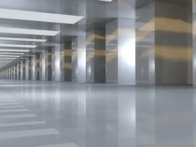 Sci Fi Tunnel Low-poly 3D model 2