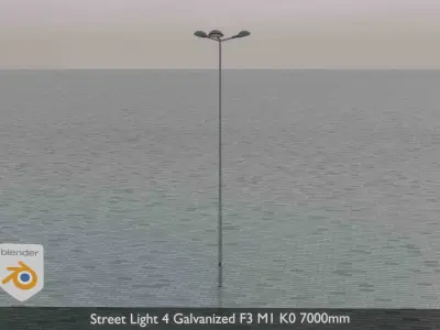 Street Light 4 Galvanized F3 M1 K0 7000mm Low-poly 3D model