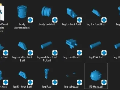 R9 Astromech Articulation 3d print STL files 3D print model