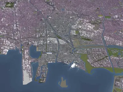 Jakarta Utara - 3D City Model Low-poly 3D model