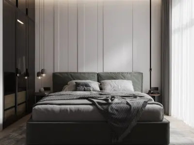 Modern minimal bedroom 3D model