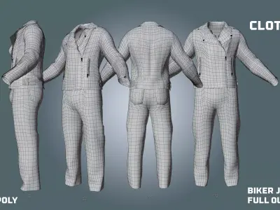 biker jacket and pants - clothyfic outfits Low-poly 3D model