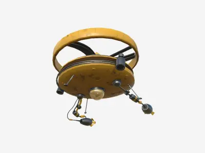 Flying Robot I03 Yellow - SciFi Character Design Low-poly 3D model