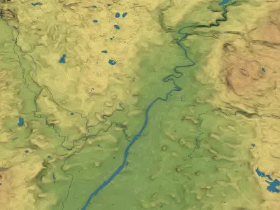 Glasgow - Topography Terrain Low-poly 3D model