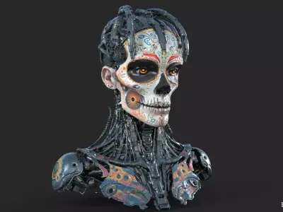 Cybernetic Humanoid Head High Detail 3D model