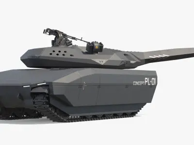  PL-01 Armored Stealth Combat Vehicle Rigged for Cinema 4D 
