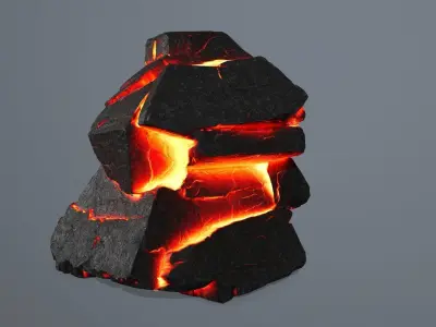 Lava Rock Set Low-poly 3D model