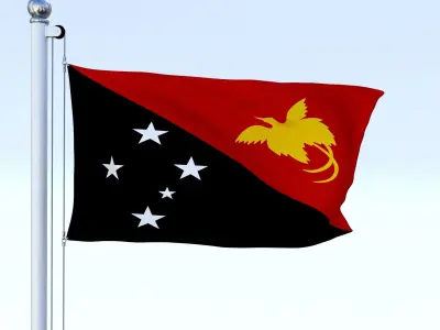 Animated Papua New Guinea Flag Low-poly 3D model