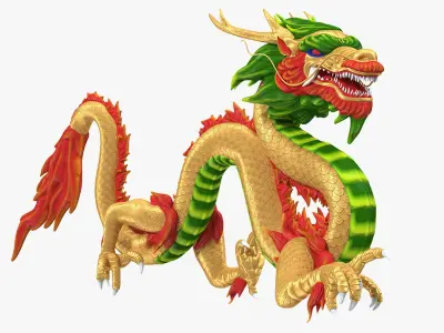 Colorful Chinese Dragon Rigged for Cinema 4D 