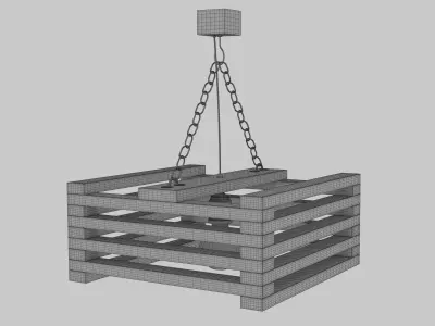 Wooden Hanging Lamp Free 3D model