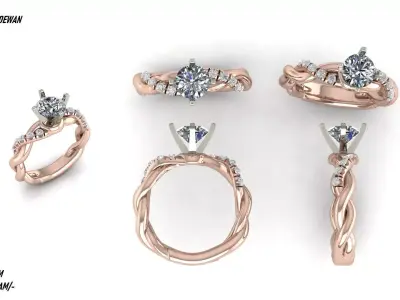 modern jewelry  modern ring modern lieds ring Low-poly 3D model