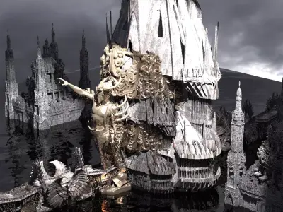 Ocean Cyberpunk Sea City 5 Kit bash 3D model