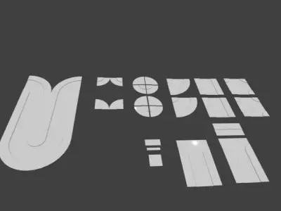 Low Poly Roads letter u Free low-poly 3D model