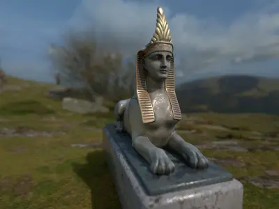 Sphinx sculpture  exterior and interior model  Low-poly 3D model