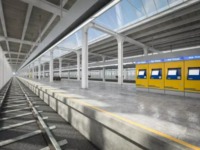 Train Station 01 Low-poly 3D model