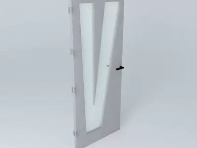 Letter V 3D door very detail with glass lock and hinger Free 3D model