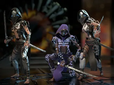 Biomechanical monster girl Low-poly 3D model