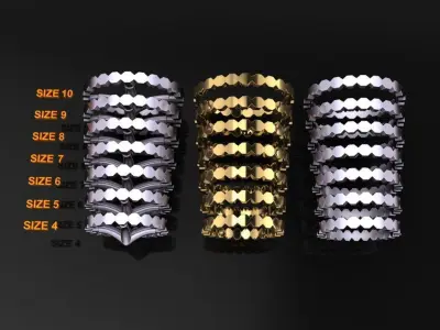 Hexagon Band Ring Mix Size 4 5 6 7 8 9 10 3D print model